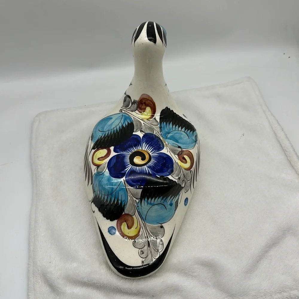 Mexican Folk Art Pottery Large Duck Signed (Mexico Tonala ErmiTanos) - Picture 5 of 7